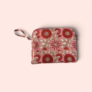 Funda de tablet de algodón acolchado con asa de muñeca, en coral