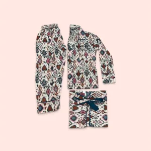 Pijama infantil Shukar de algodón con estampado artesanal beige, talla 2/3