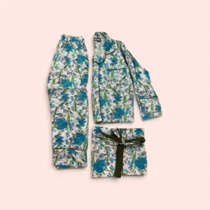 Pijama infantil Shukar de algodón con estampado artesanal azul, talla 4/5