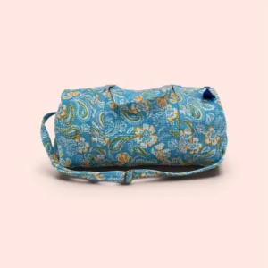 Bolsa de viaje Weekend Bag Shukar de algodón con estampado artesanal azul