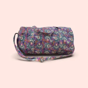 Bolsa de viaje Weekend Bag Shukar de algodón con estampado artesanal morado