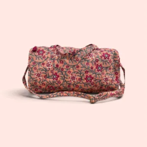 Bolsa de viaje Weekend Bag Shukar de algodón con estampado artesanal naranja