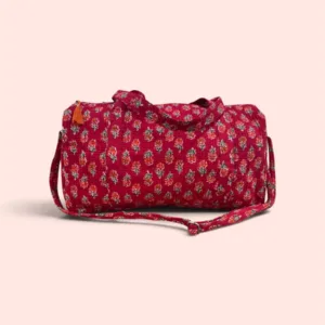 Bolsa de viaje Weekend Bag Shukar de algodón con estampado artesanal rojo