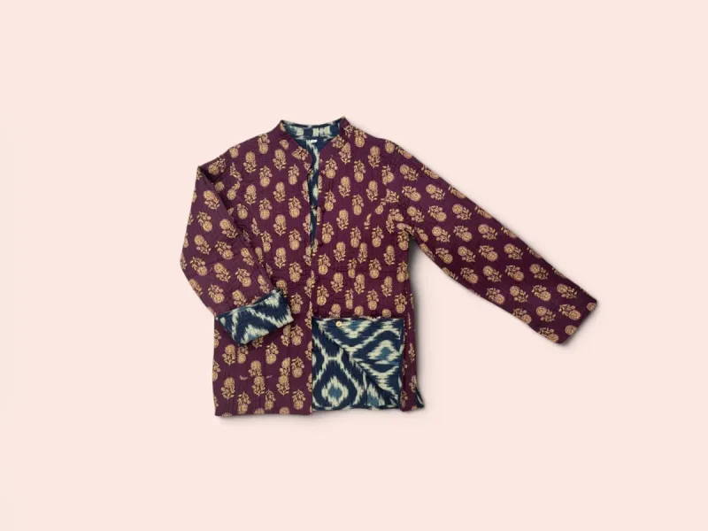 Chaqueta acolchada reversible de algodón en color morado, talla M
